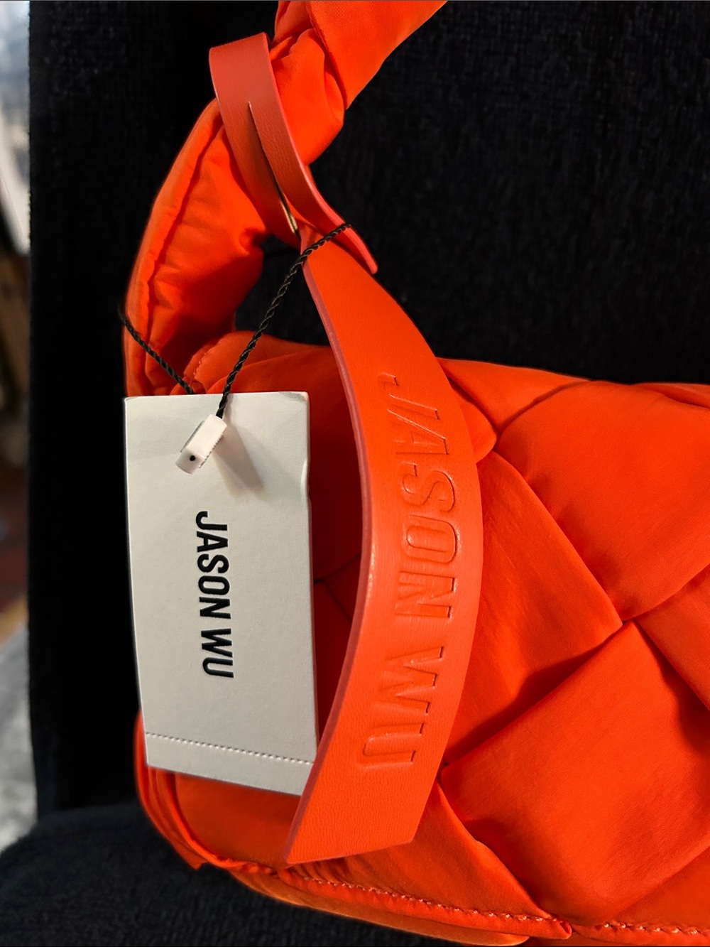 Jason Wu Dylan Orange Shoulder Bag w Woven Nylon Design & Knotted Handle - Picture 2 of 8